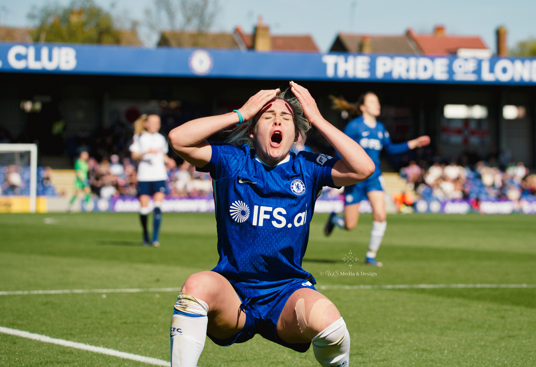 Footballer reacting during a match at Chelsea